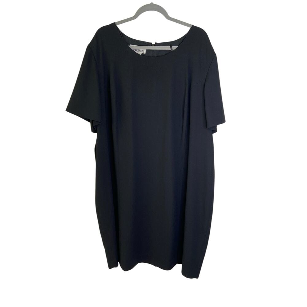 Atrium Short Sleeve Midi Sheath Dress Party Minimalist Casual Womens Black 24W